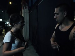 Innocent brunette teen hardcore public night sex